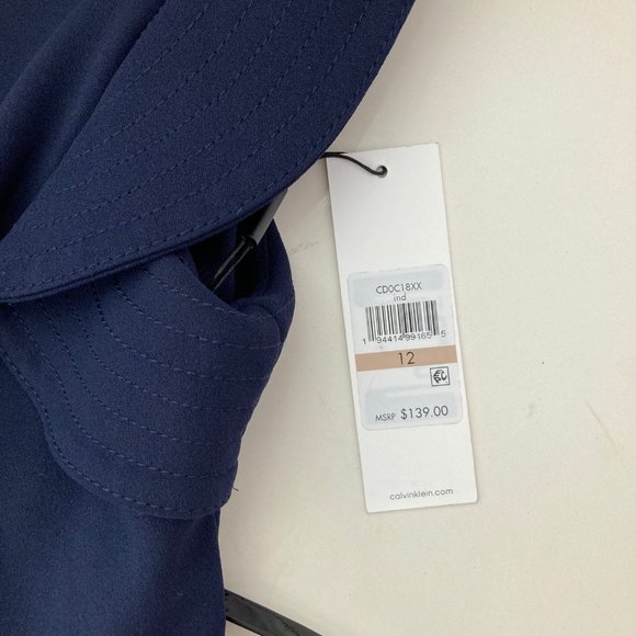 Calvin Klein Ruffle Cap Sleeve Belted Jumpsuit - Picture 8 of 9